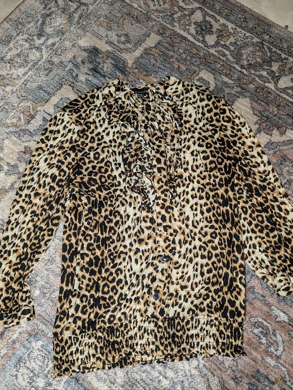 Leopard Bow Tie Button-Down Office Siren Top